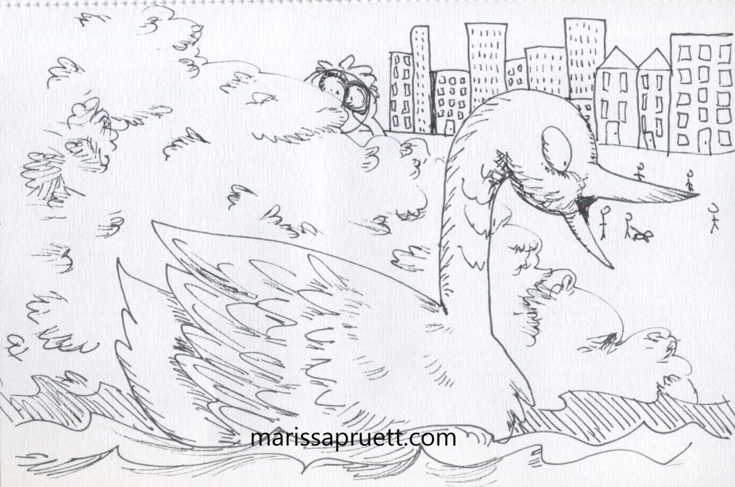 goose and binoculars